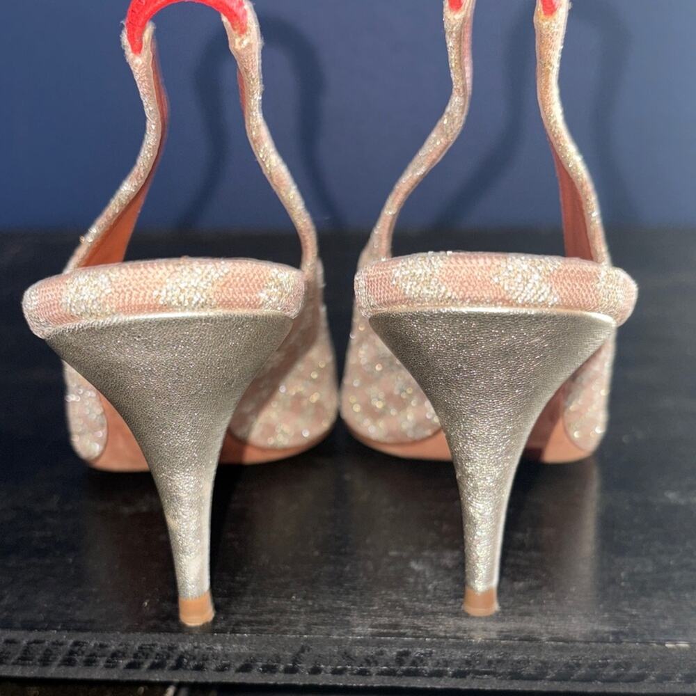 Missoni Peach Patterned Knit Fabric Pointed Toe Slingback Sandals - Picture 5 of 13